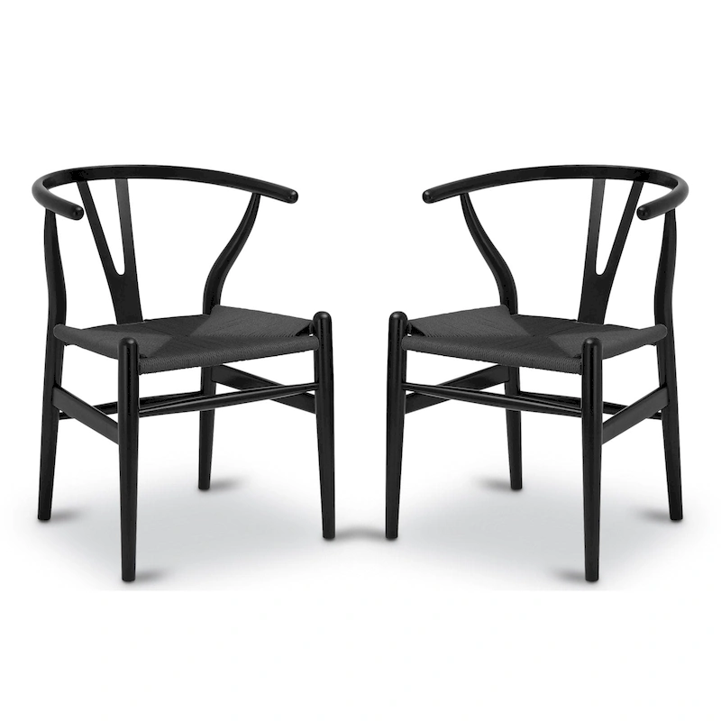 Poly & Bark Weave Chairs - Solid Wood Frame (Set of 2)