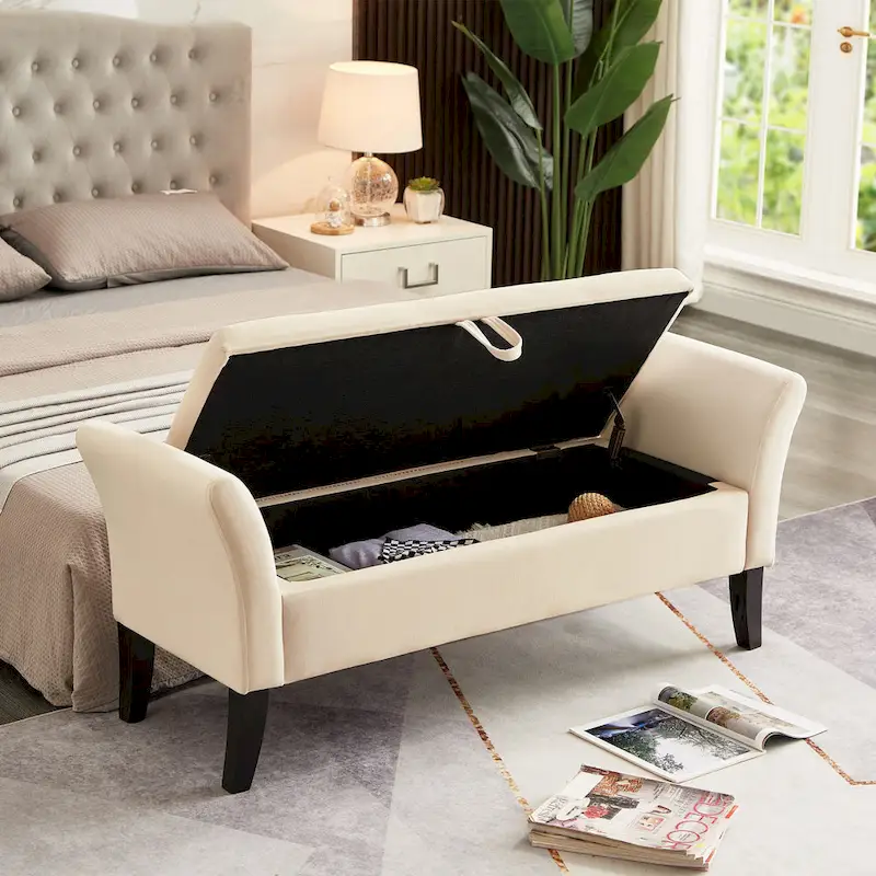 Aukfa Armed Storage Bench for Bedroom Entryway Living Room