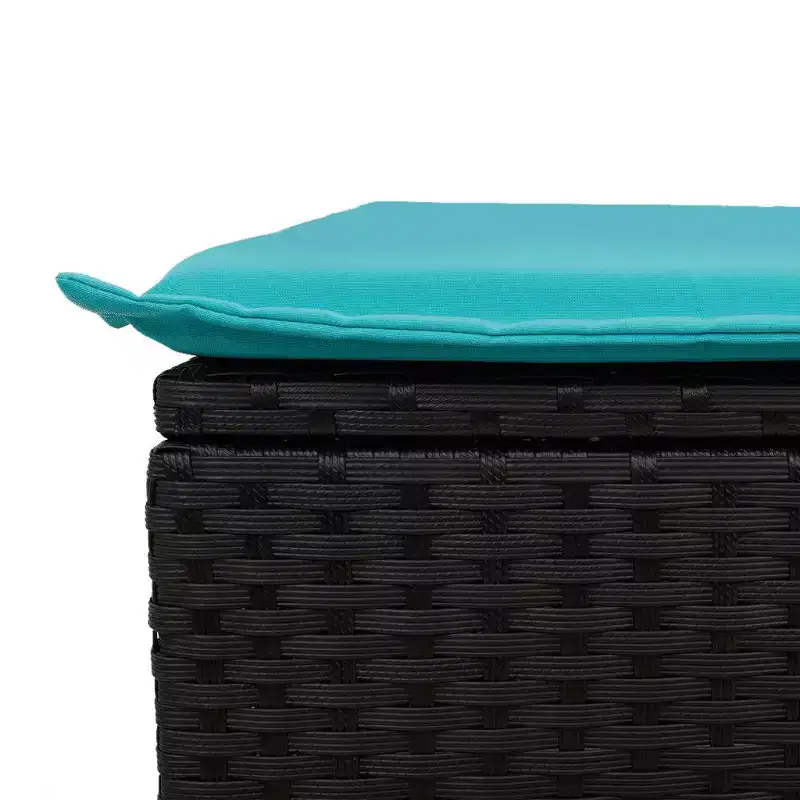 vidaXL 5 Piece Patio Sofa Set with Cushions Black Poly Rattan - Black and Blue Without Table