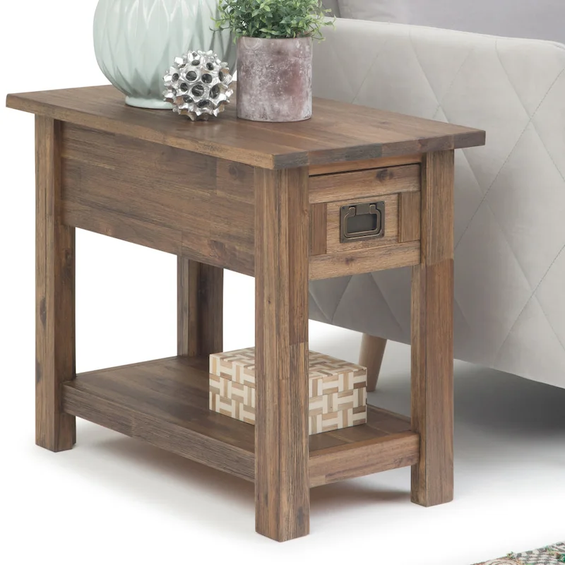 WYNDENHALL Garret SOLID ACACIA WOOD 14 inch Wide Rectangle Rustic Narrow Side Table - 14  W x 24  D x 20  H