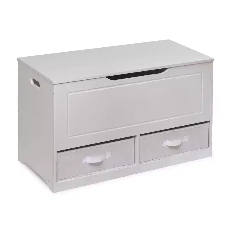 Badger Basket Up and Down Toy and Storage Box and Bench with Two Baskets White