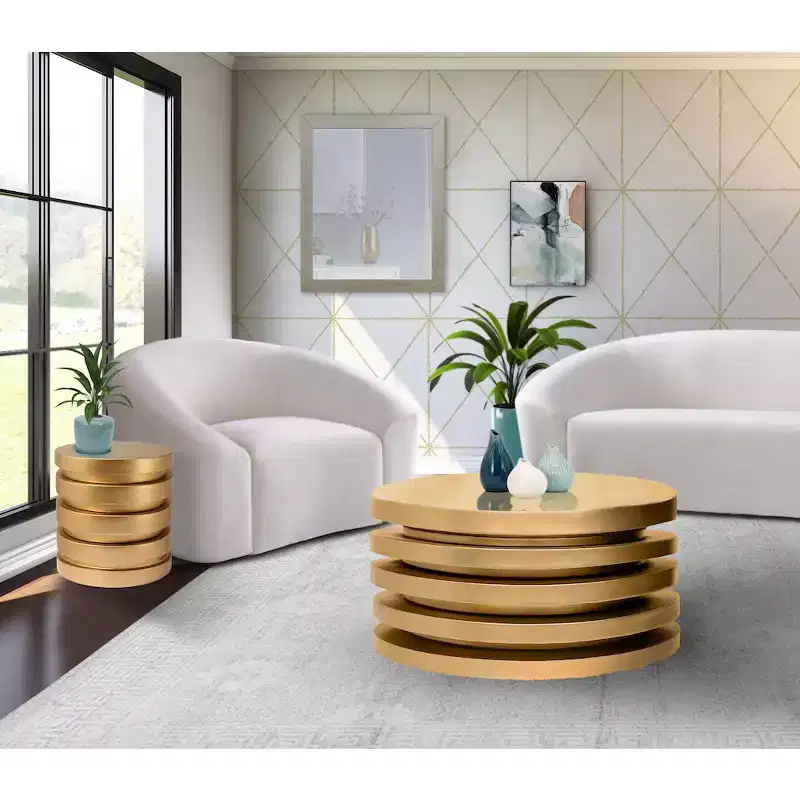 Meridian Furniture Levels Brushed Gold End Table