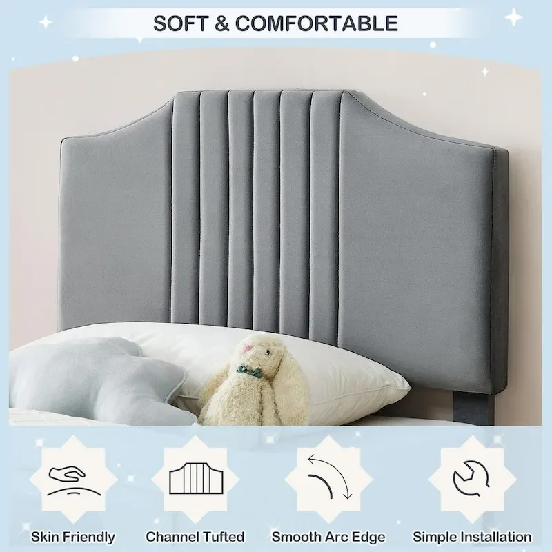 Upholstered Kids Tufted Bed Frame with Headboard