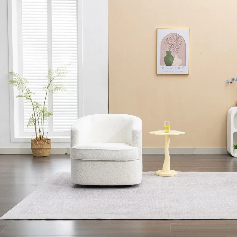 SEYNAR Modern Boucle Upholstered 360 Degree Swivel Accent Club Chair