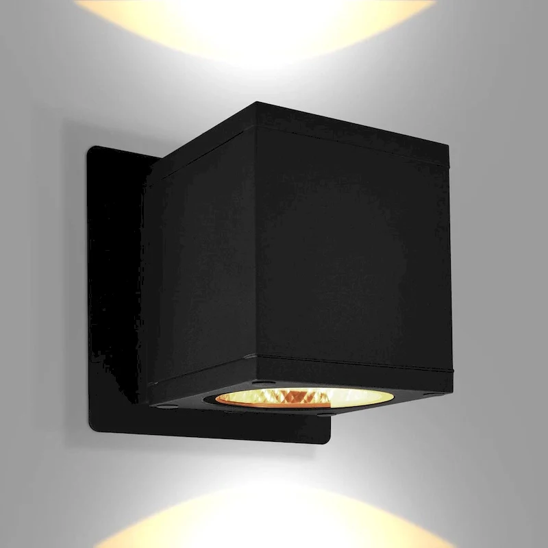 Luxrite Outdoor LED Cube Wall Light, Up Down Wall Sconce, 3CCT 3000K-5000K, 18W, Aluminum, IP65 Waterproof, ETL