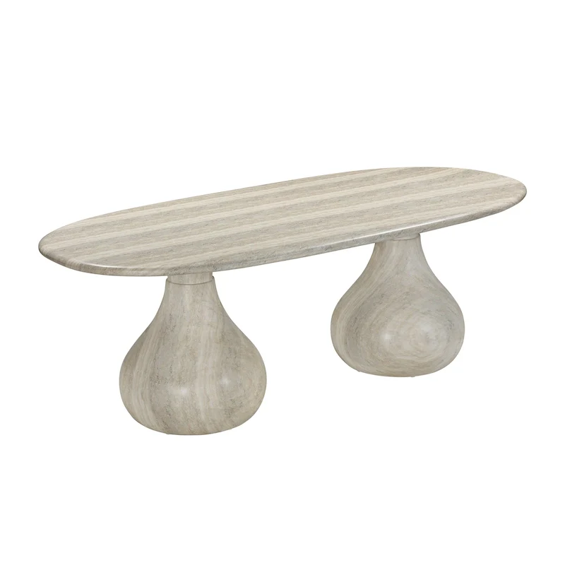 Smooch Concrete Indoor / Outdoor Pedestal 87 inch Oval Dining Table