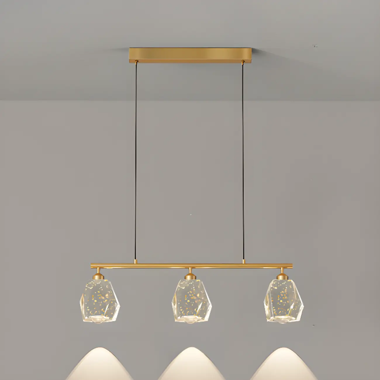 Geometric Gold Crystal Down Island Pendant Light