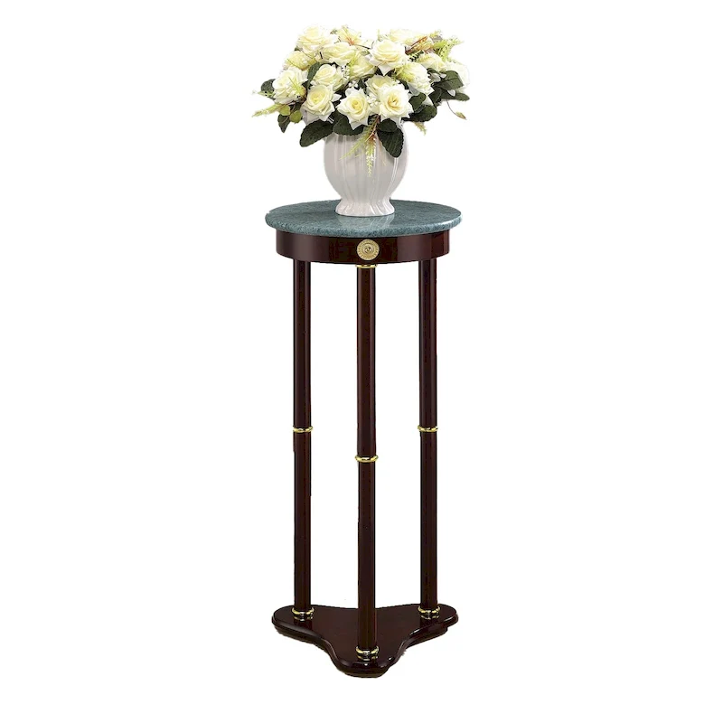 Round Marble Top Accent Table, Merlot