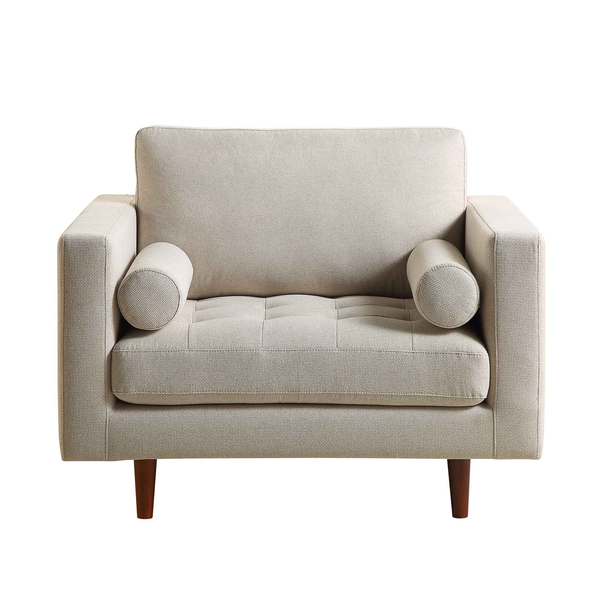Armchair, Beige Woven Fabric