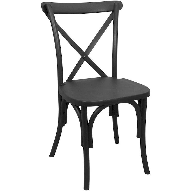 Modern Resin Stacking Cross Back Dining Chairs (Set of 2)
