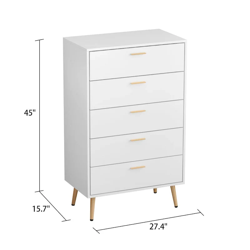 5-Drawer Dresser Chest with Industrial Black Iron Frame