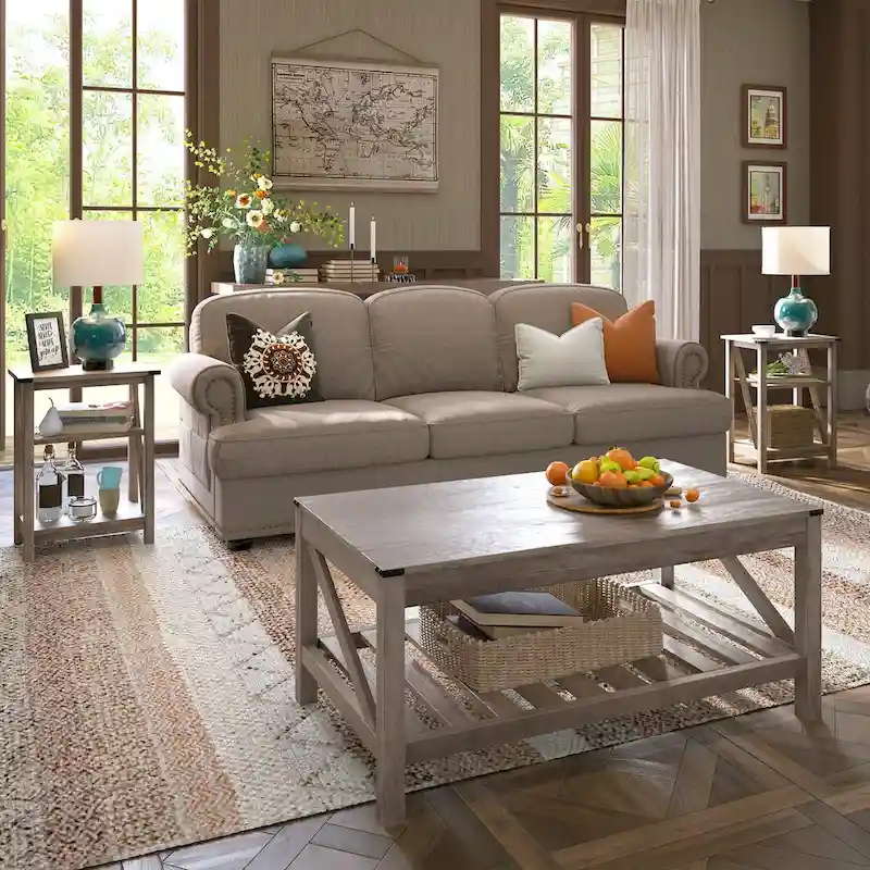 VredHom Coffee Table Center Table Tea Table with Shelf - 18.1 in H x 40.2 in W x 22 in D