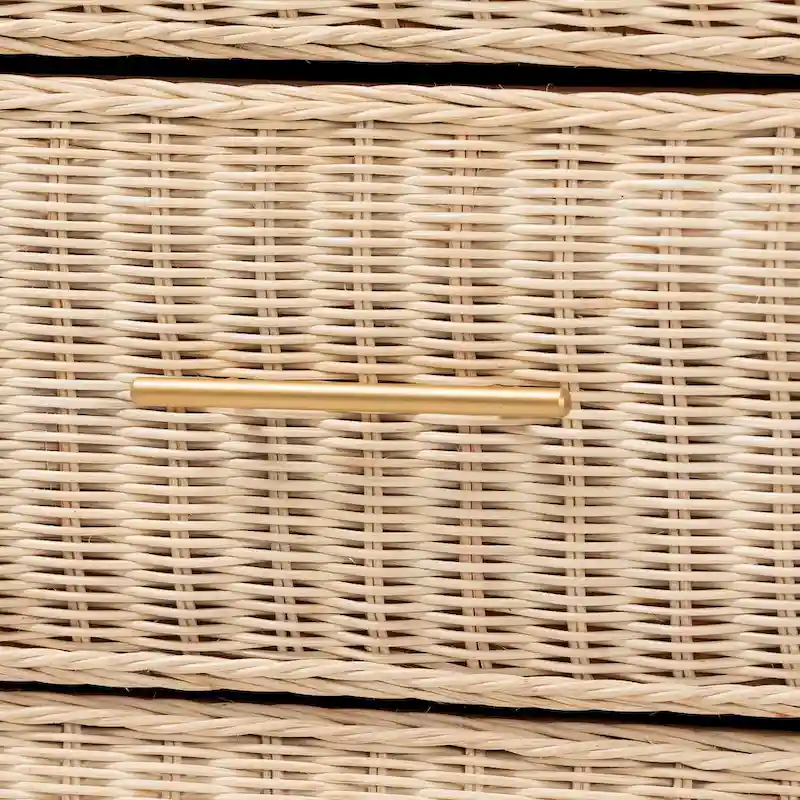 Lanica Japandi Sun-Bleached Braided Rattan 6-Drawer Dresser