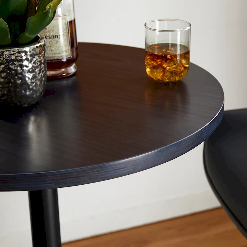 Glitzhome 39.5 H Modern Bistro Walnut Top Round Pub Bar Table