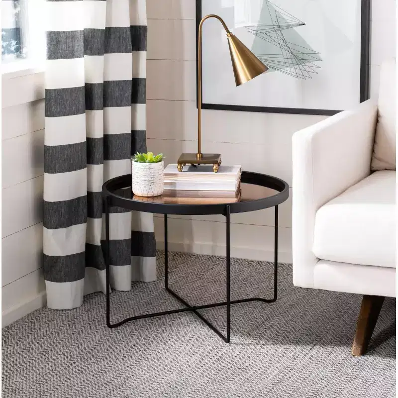 Ruby Medium Tray Accent Table - ACC4205 - Rose Gold/Black - Safavieh