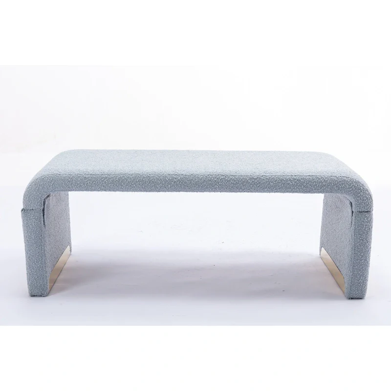 Modern New Boucle Fabric Loveseat Ottoman Footstool Bedroom Bench Shoe Bench With Gold Metal Legs