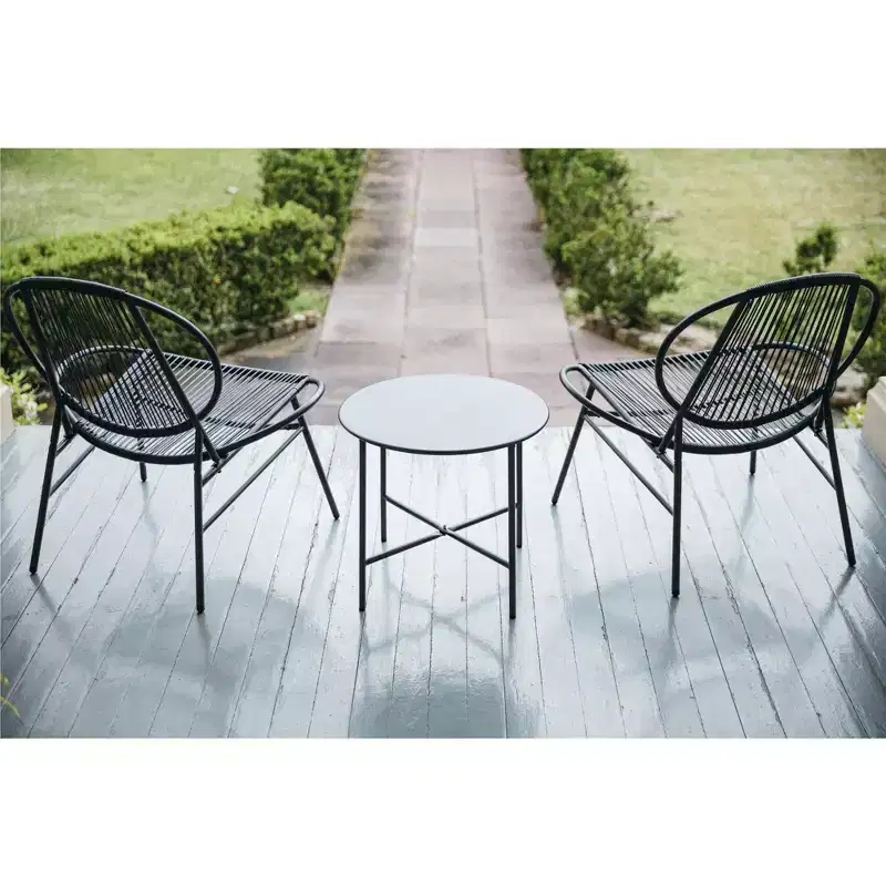 Novogratz Marilyn 3-Piece Resin Weave Conversation Set, Charcoal