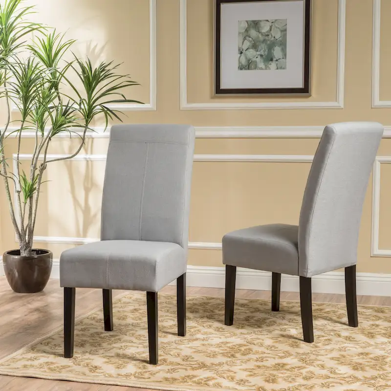 Upholstered Dining Chairs Set of 2 - Contemporary T-Stitch Design, 17.75
