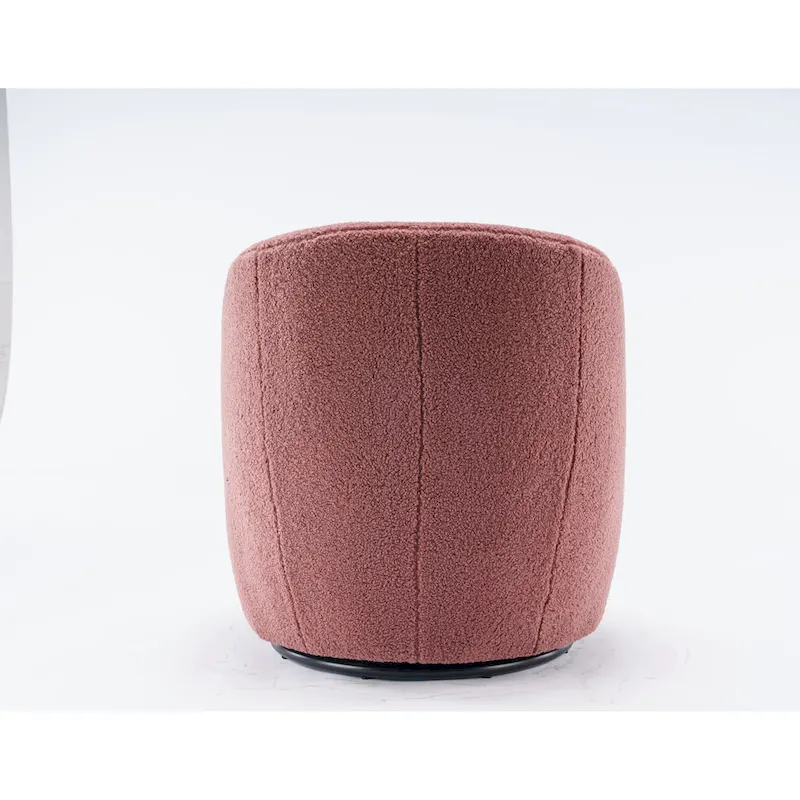 360° Swivel Barrel Accent Chair – Soft Teddy Fabric, Ergonomic Backrest