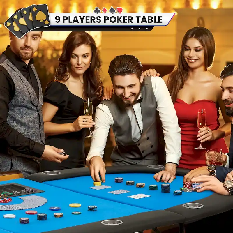 AVAWING 9 Players Game Poker Table Casino Leisure