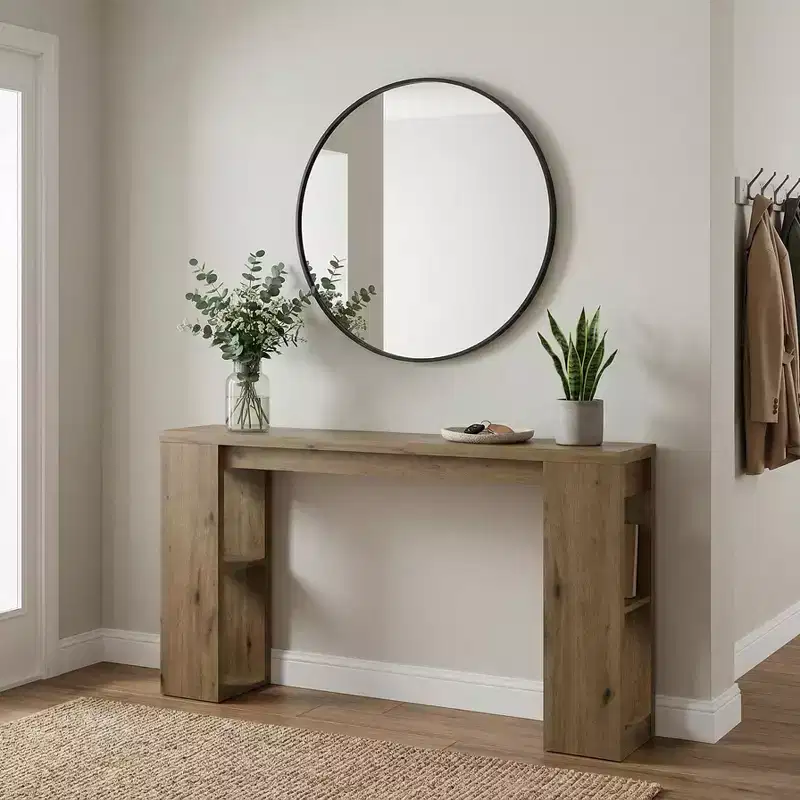 FurnitureR Console Table with Storage Shelves, Narrow Entryway Table Sofa Table for Hallway, Living Room, Entryway Storage Organizer