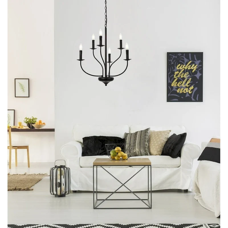 Wylda 6 Light Pendant in black - 24 Inch