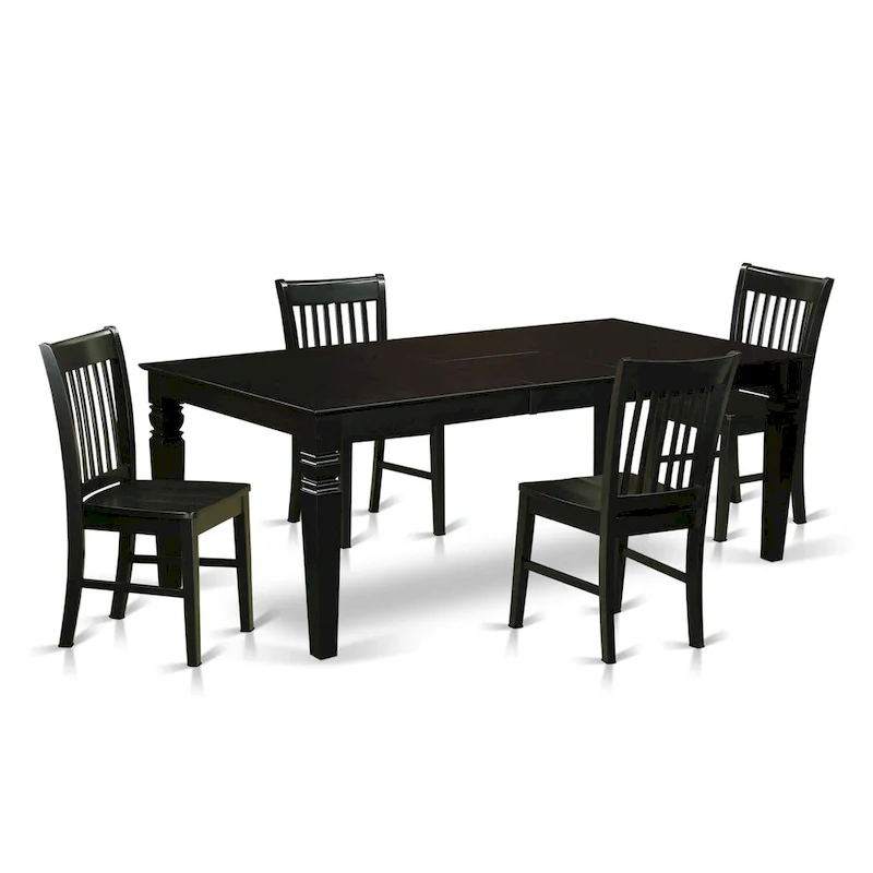 Kitchen Table Set- a Rectangle Dining Room Table and Dining Chairs, Black (Pieces Options)