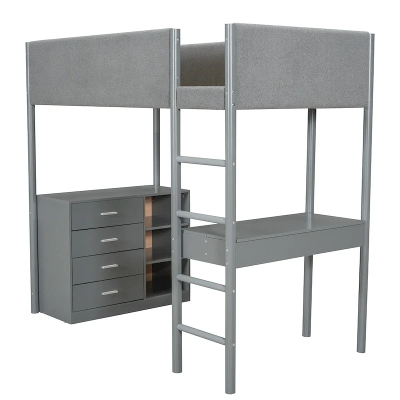 Twin Size Teddy FleeceLoft Bed Wood Bed