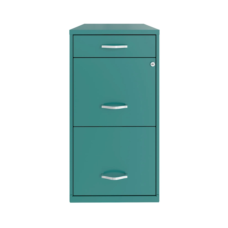 Space Solutions 18  Deep 3 Drawer Metal Organizer File Cabinet, Teal