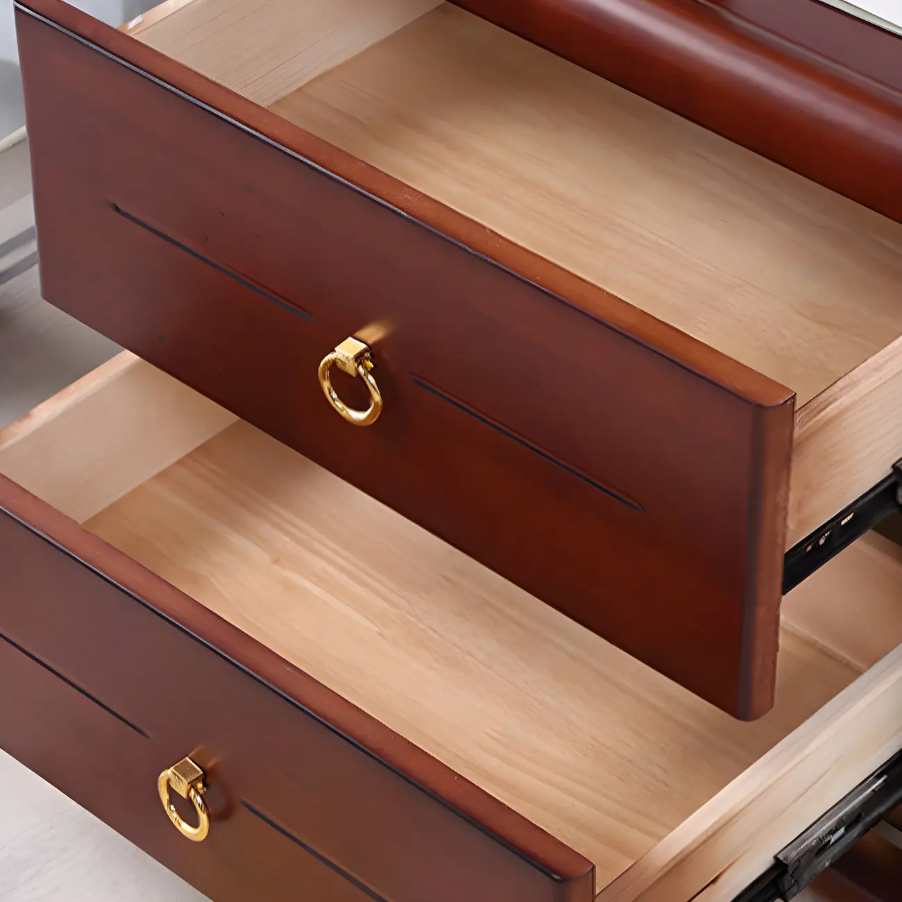 Bedroom Black Wooden 2-Drawer Narrow Nightstand