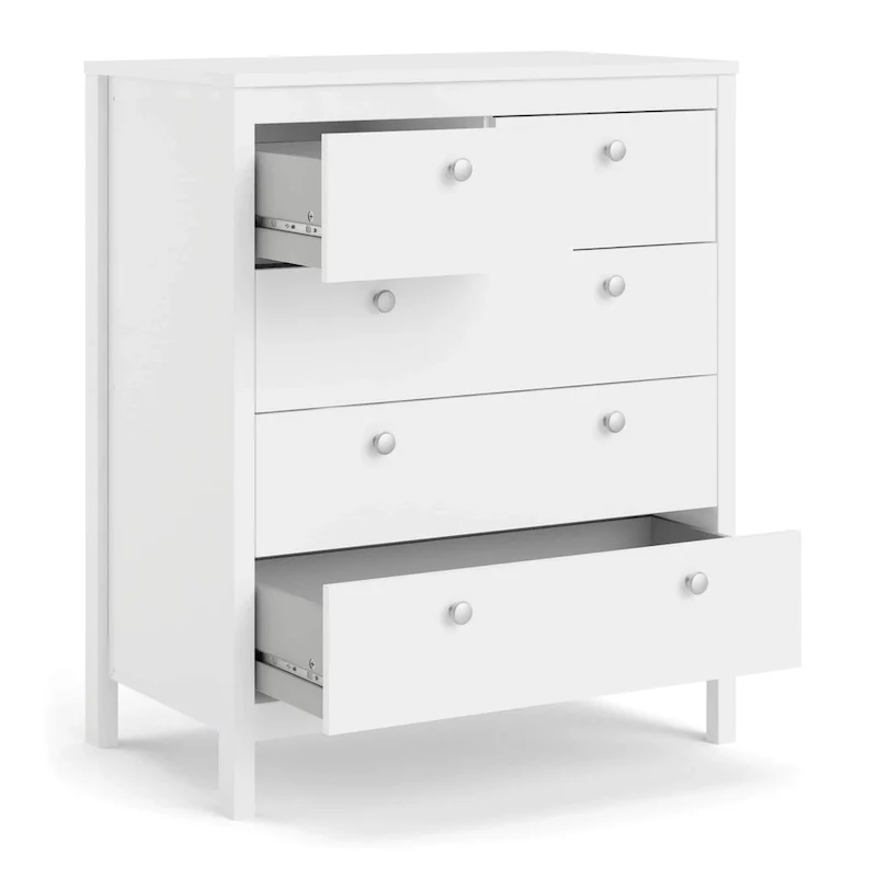 Grey 5-Drawer Chest with Leather Handles