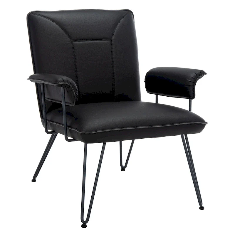 SAFAVIEH Idamae Mid-Century Modern Faux Leather Arm Chair - 29Wx28Dx33H