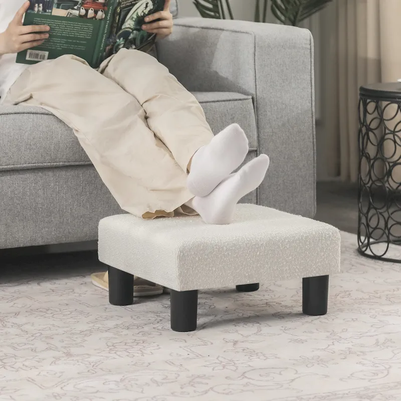 Adeco Ottoman Upholstered Fabric Footrest Pet Steps Dog Stair Stool