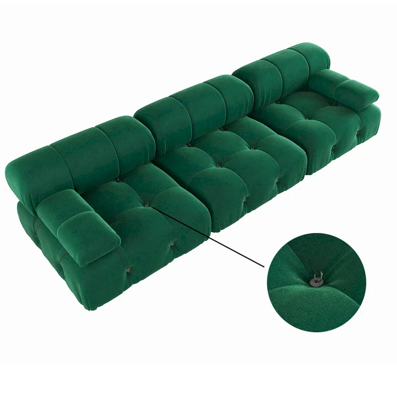 Velvet Sectional Sofa Reversible Modular Couch, Green