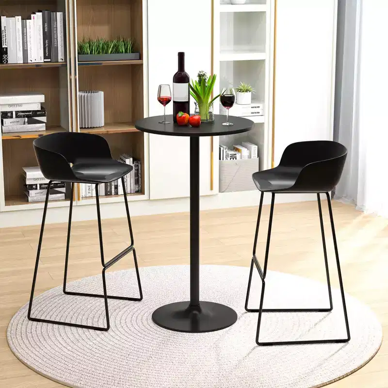 Costway Set of 2 Round Pub Table 24 Bistro Bar Height Cocktail Table w/Metal Base Black