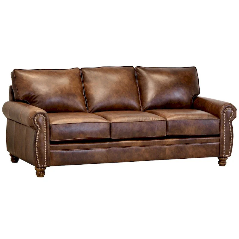 Made in USA Cabot Brown Top Grain Leather Sofa and Loveseat Set