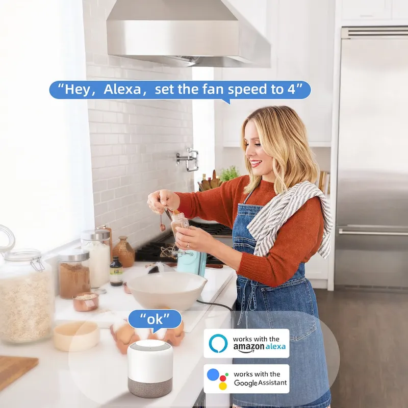 60  Smart Ceiling Fan without Light,Nickel downrod with Plastic Blades