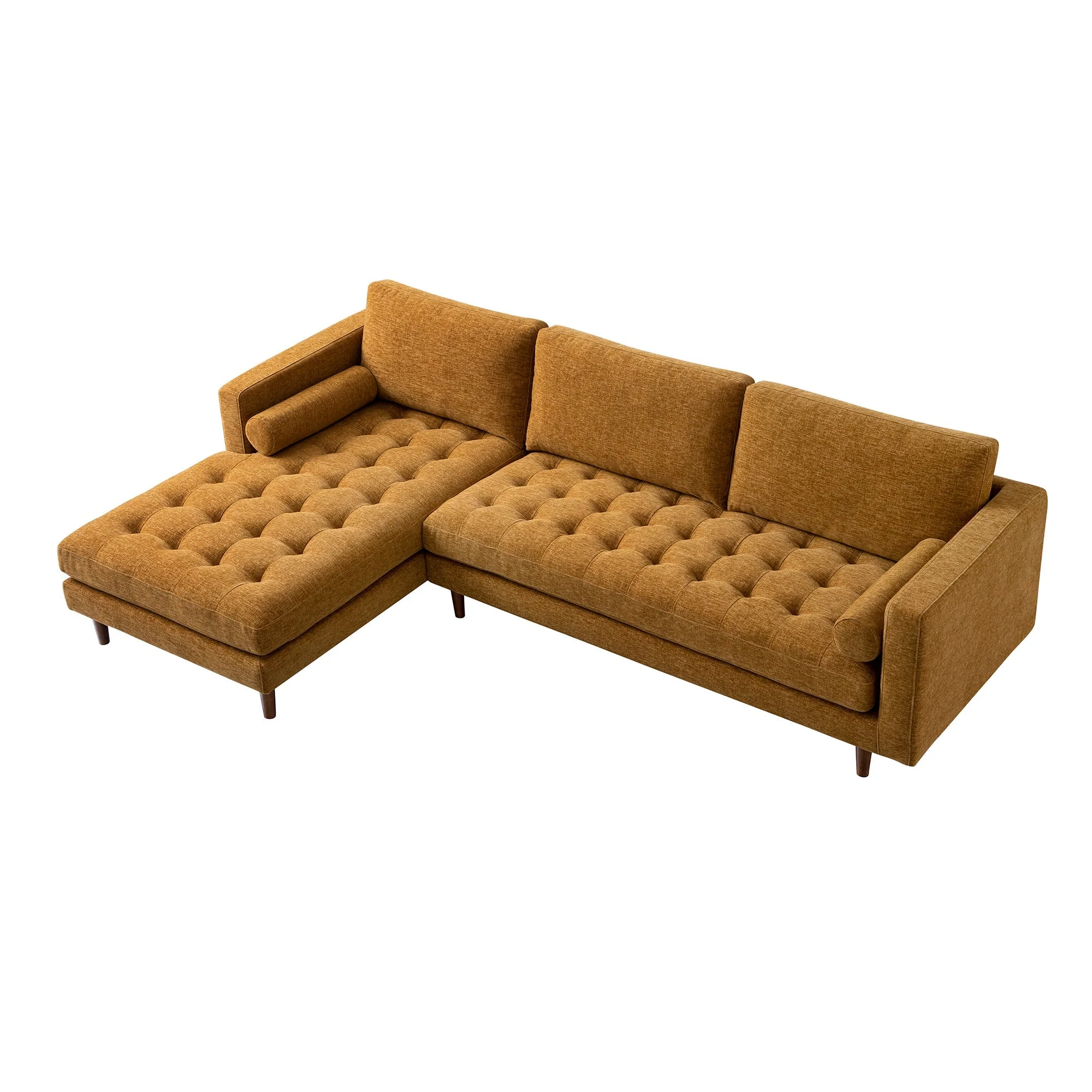 Spiced Honey Chenille Grand 4-Seater Chaise End Sofa, Left Hand Facing