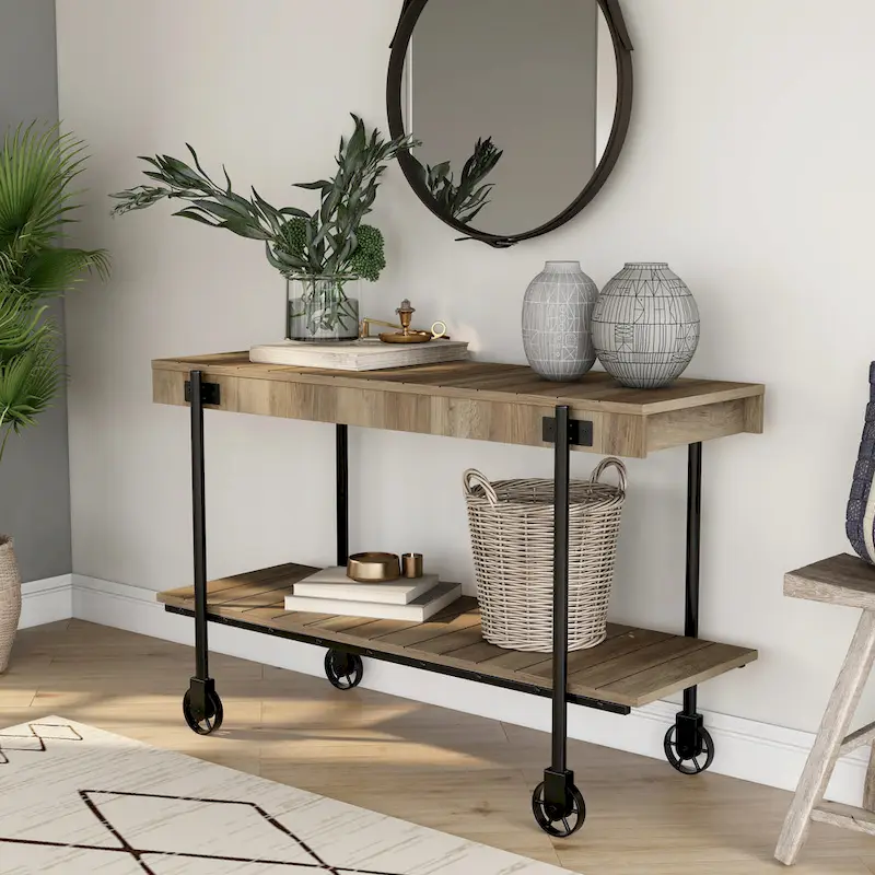 Hyssop Farmhouse 47-inch Metal 1-Shelf Console Table by Furniture of America