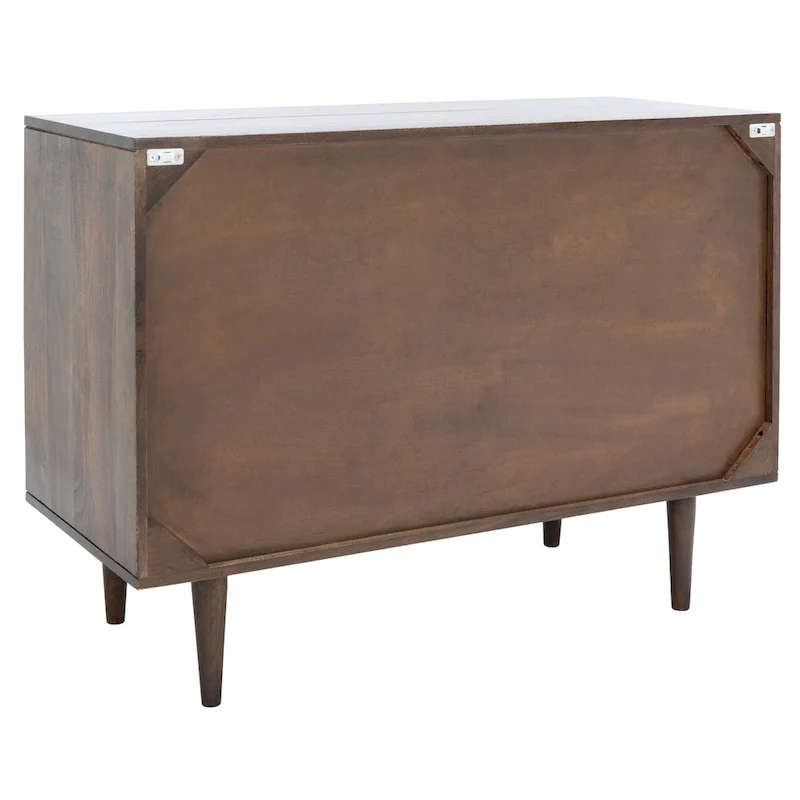 Walnut 3-Drawer Chest Dresser with Geometric Carved Detail – Contemporary Style, Bedroom Use