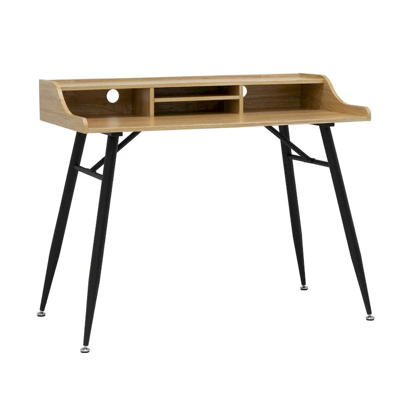 45-Inch Modern Secretary Writing Desk with Storage – Ashwood/Cement Finish, Home Office