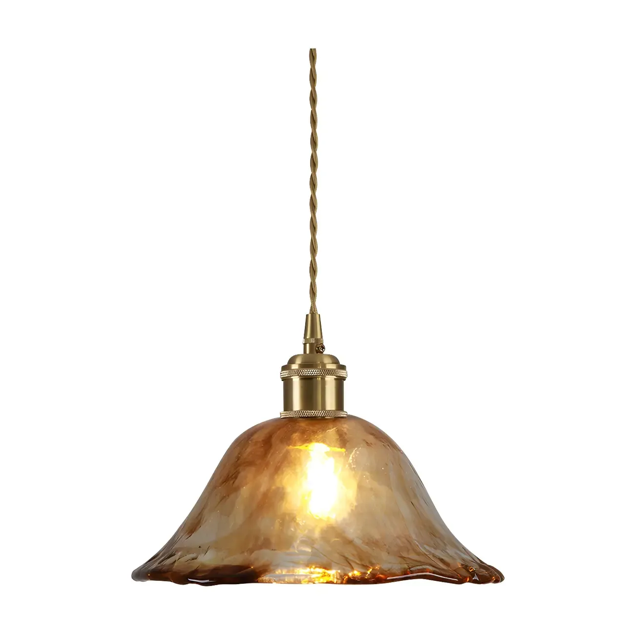 Adjustable Amber Glass Geometric Kitchen Pendant Lighting
