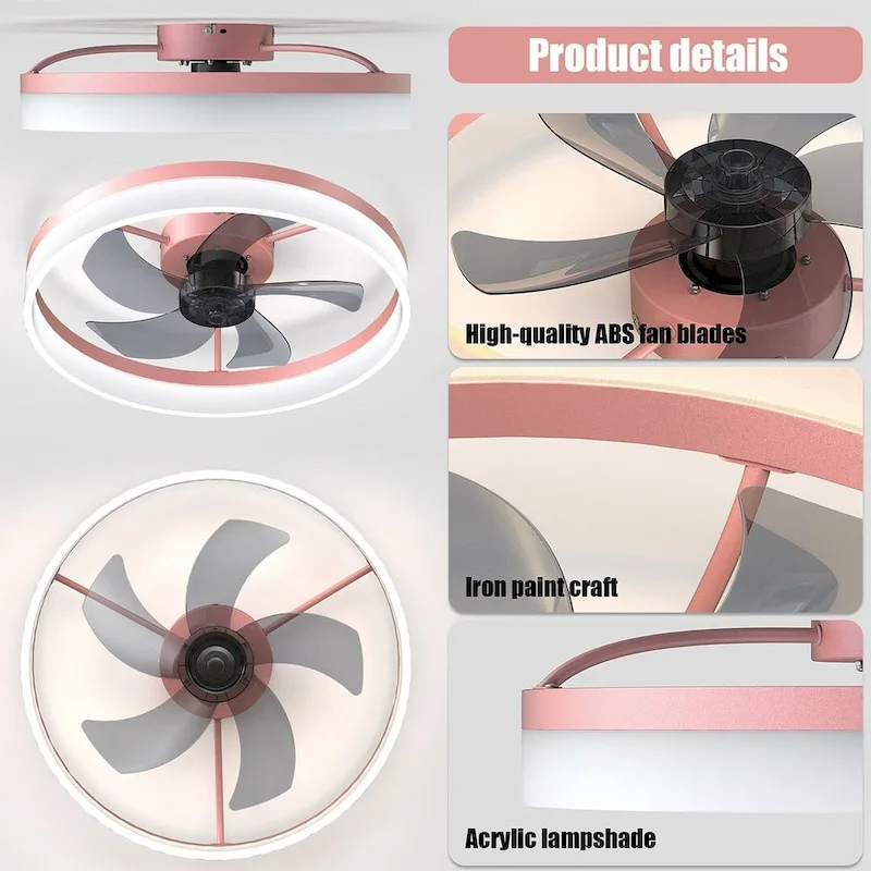 Modern Dimmable LED Recessed Mount Ceiling Fan Light with Remote Control