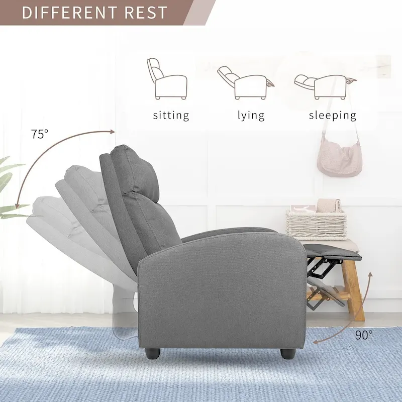 Fabric Recliner Chair Massage Recliner Sofa Chair Adjustable Reclining Chairs Home Theater Single Modern