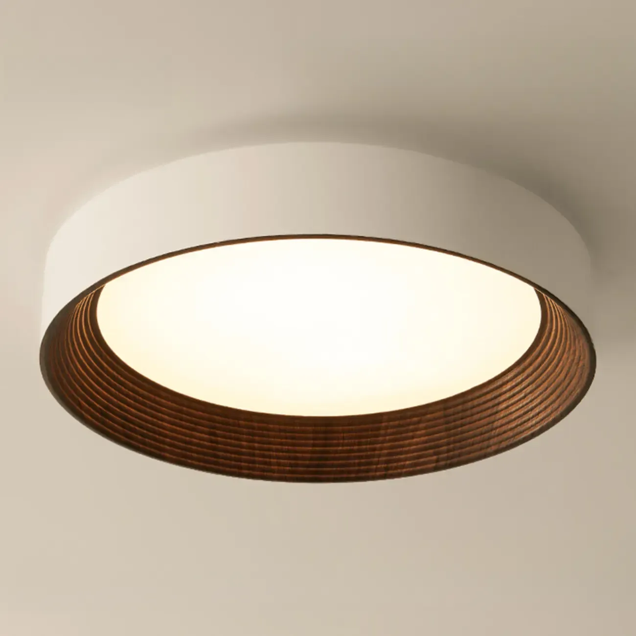Walnut Round Flush Mount Ceiling Light
