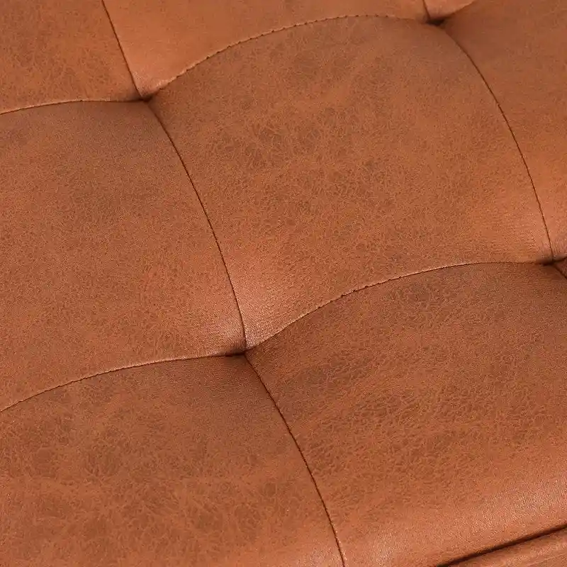 Adeco Square Faux Leather Tufted Footstool Ottoman Footrest Stool