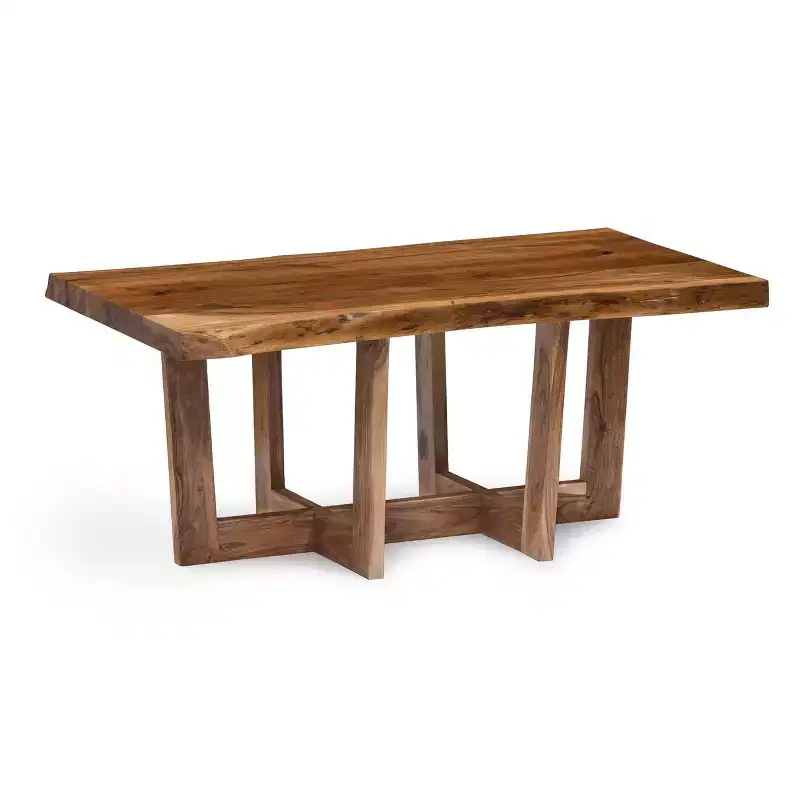 Alaterre Furniture 42" Berkshire Natural Brown Live Edge Coffee Table Solid Wood: Acacia, Non-Toxic Finish, Form Base