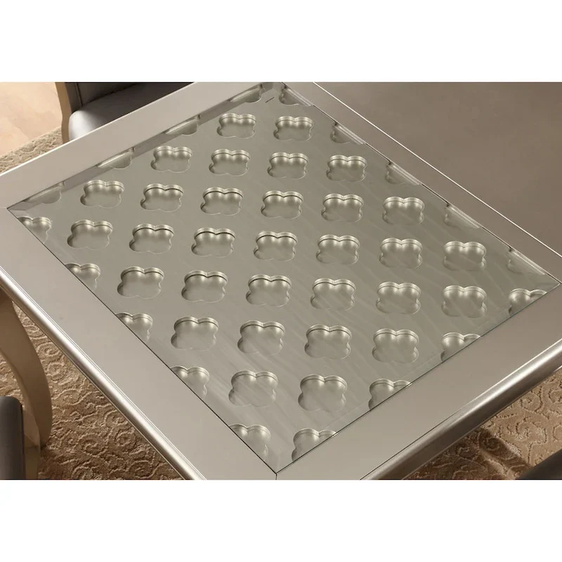 Tily Glam Gold Faux Leather Tufted 9-Piece Dining Table with Leaf Set by Furniture of America