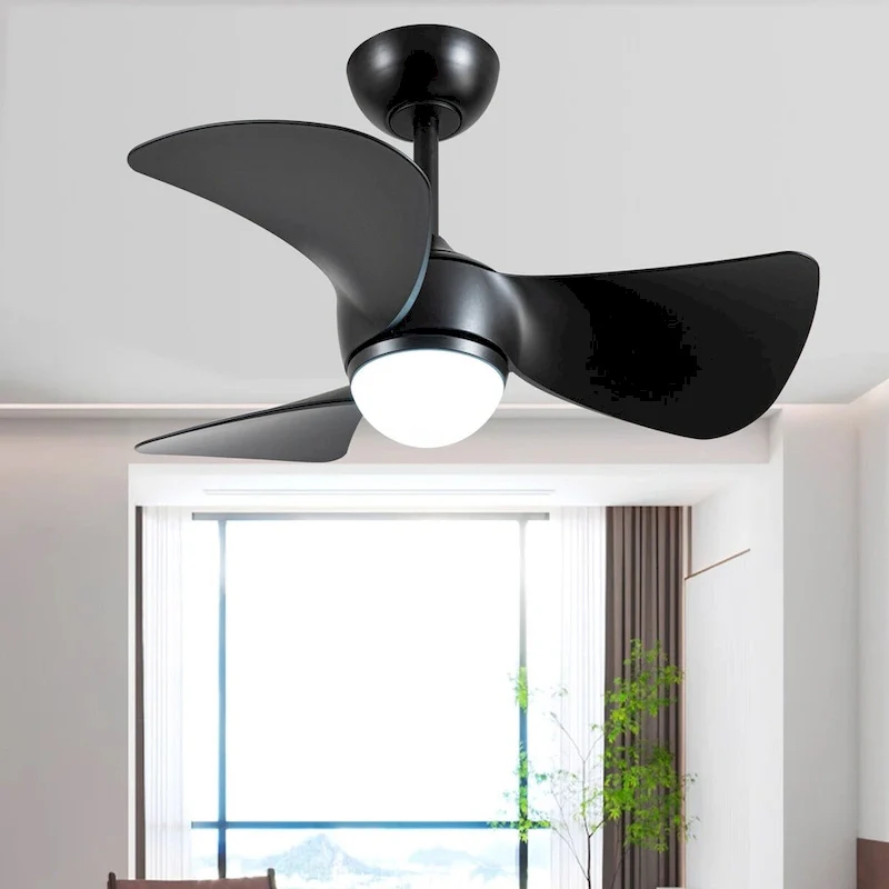 Orla Modern Black Lighted Ceiling Fan 3-Blades LED Remote Control