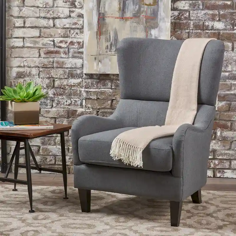 27  High Back Accent Chair with Wing Back and Birch Legs